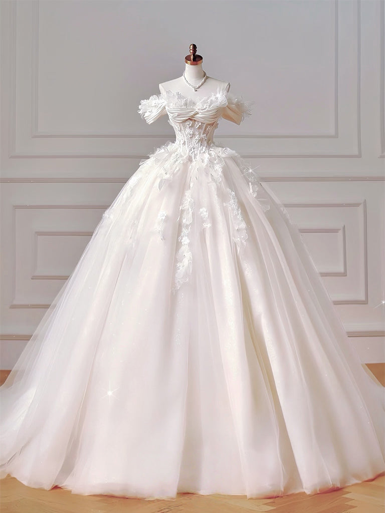 Ball-Gown/Princess Sweetheart Floor-Length Tulle Prom Dresses With Sequins Appliques Lace Beading Main image