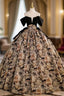 Ball Gown Print Strapless Quinceanera Dress