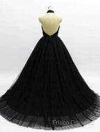 Ball Gown Formal Prom Dress Open Back Dress Wedding Party Court Train Sleeveless Halter Tulle Backless With Pleats