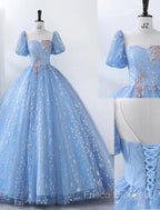 Ball Gown Quinceanera Dress Princess Dress Performance Sweet 16 Floor Length Short Sleeve Square Neck Polyester With Pearls Appliques
