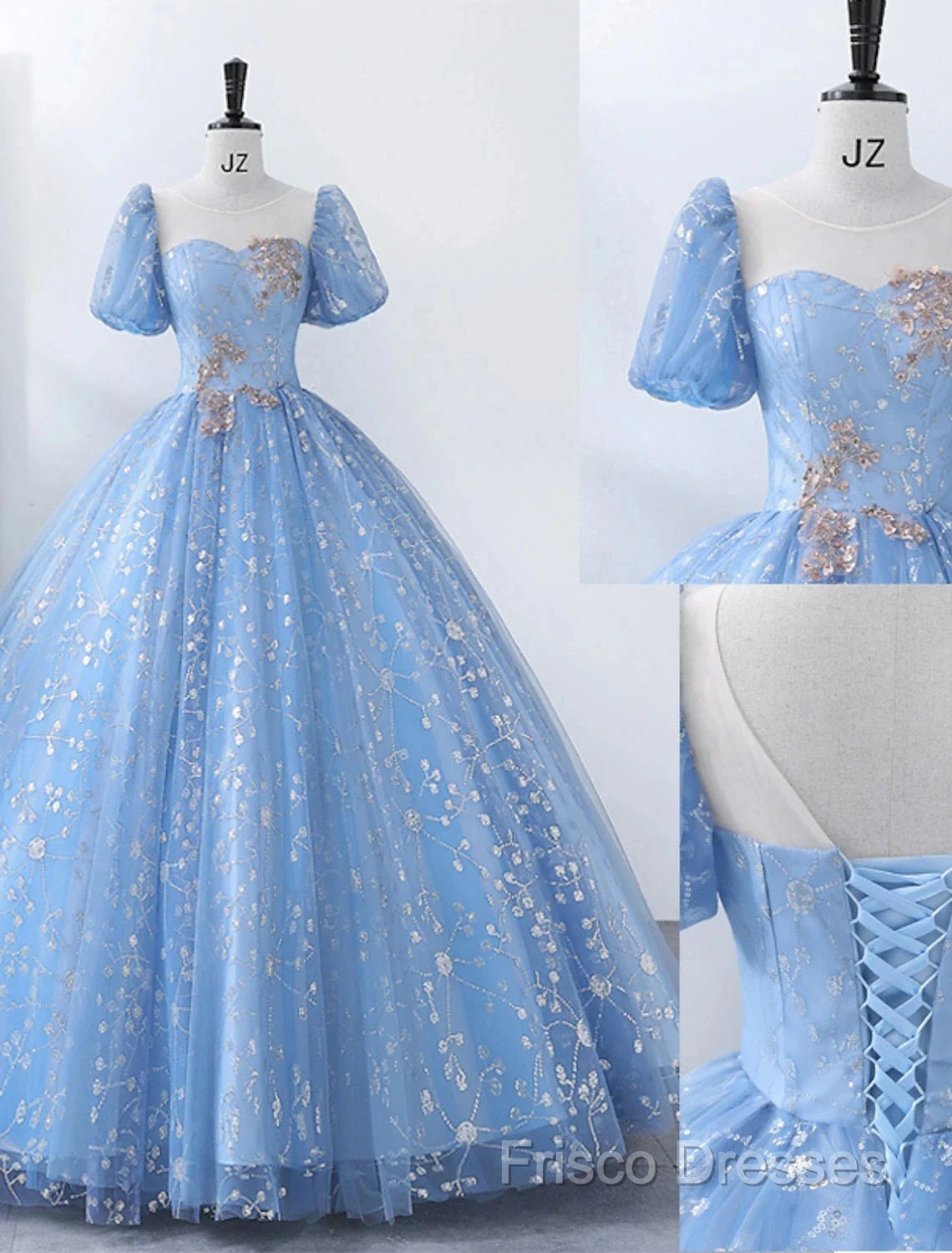 Ball Gown Quinceanera Dress Princess Dress Performance Sweet 16 Floor Length Short Sleeve Square Neck Polyester With Pearls Appliques