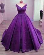 Ball Gown Quinceanera Dress Sequins Lace V Neck