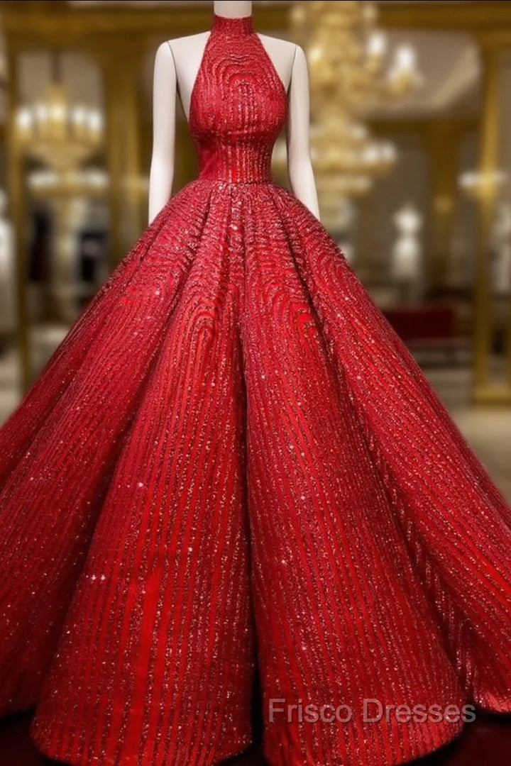 Ball Gown Red Formal Prom Dresse Sequins Shinning Long Formal Dress Gowns Main image