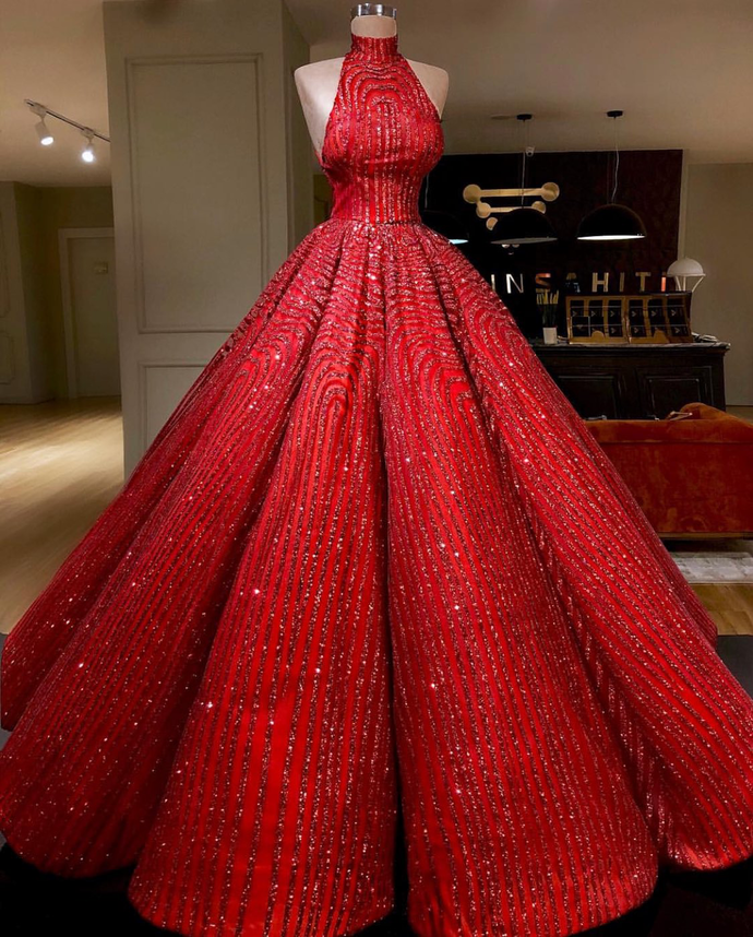 Ball Gown Red Prom Dresse Sequins Shinning Long Evening Dresses Gowns Main image