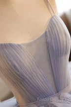 Ball Gown Ruffles Blue Tulle Lace Up Formal Prom Dress
