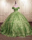 Ball Gown Sage Lace Overlay Dress