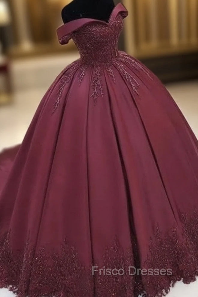 Ball Gown Satin Dress Off The Shoulder Lace Appliques Main image