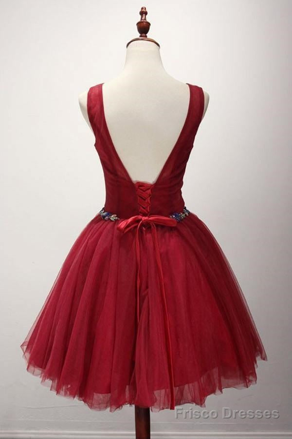 Ball Gown Scoop Neck Short Tulle Homecoming Dress With Beading Secondary image