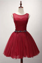 Ball Gown Scoop Neck Short Tulle Homecoming Dress With Beading