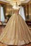 Ball Gown Sequins Gold Quinceanera Dress Sweet 16 Dress With Pocket