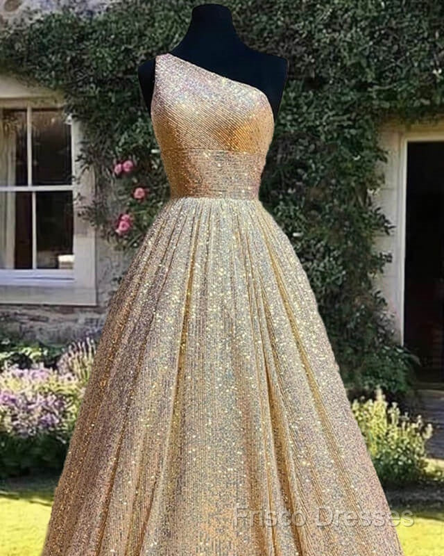 Ball Gown Sparkly One Shoulder Sequin Dress Secondary image
