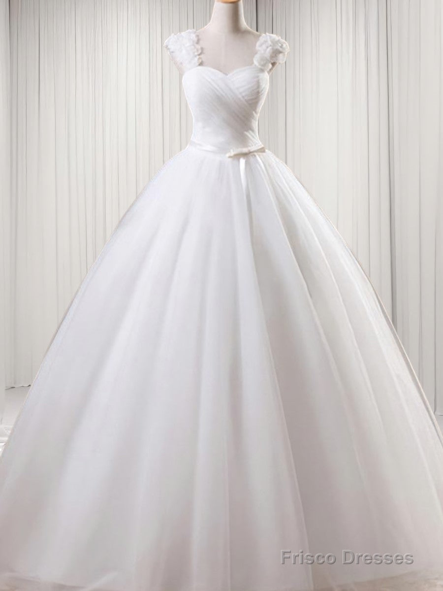 Ball-Gown Square Ruffles Floor-Length Tulle Wedding Dress Main image