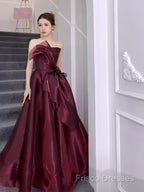 Ball Gown Strapless Burgundy Organza Formal Prom Dress Formal Dress