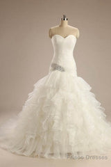Ball-Gown Strapless Chapel  Wedding Dress White Organza