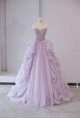 Ball Gown Strapless Fairy Lilac Prom Dress Long Party Dresses