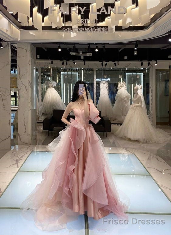 Ball Gown Strapless Long Satin Pink Prom Dress Main image