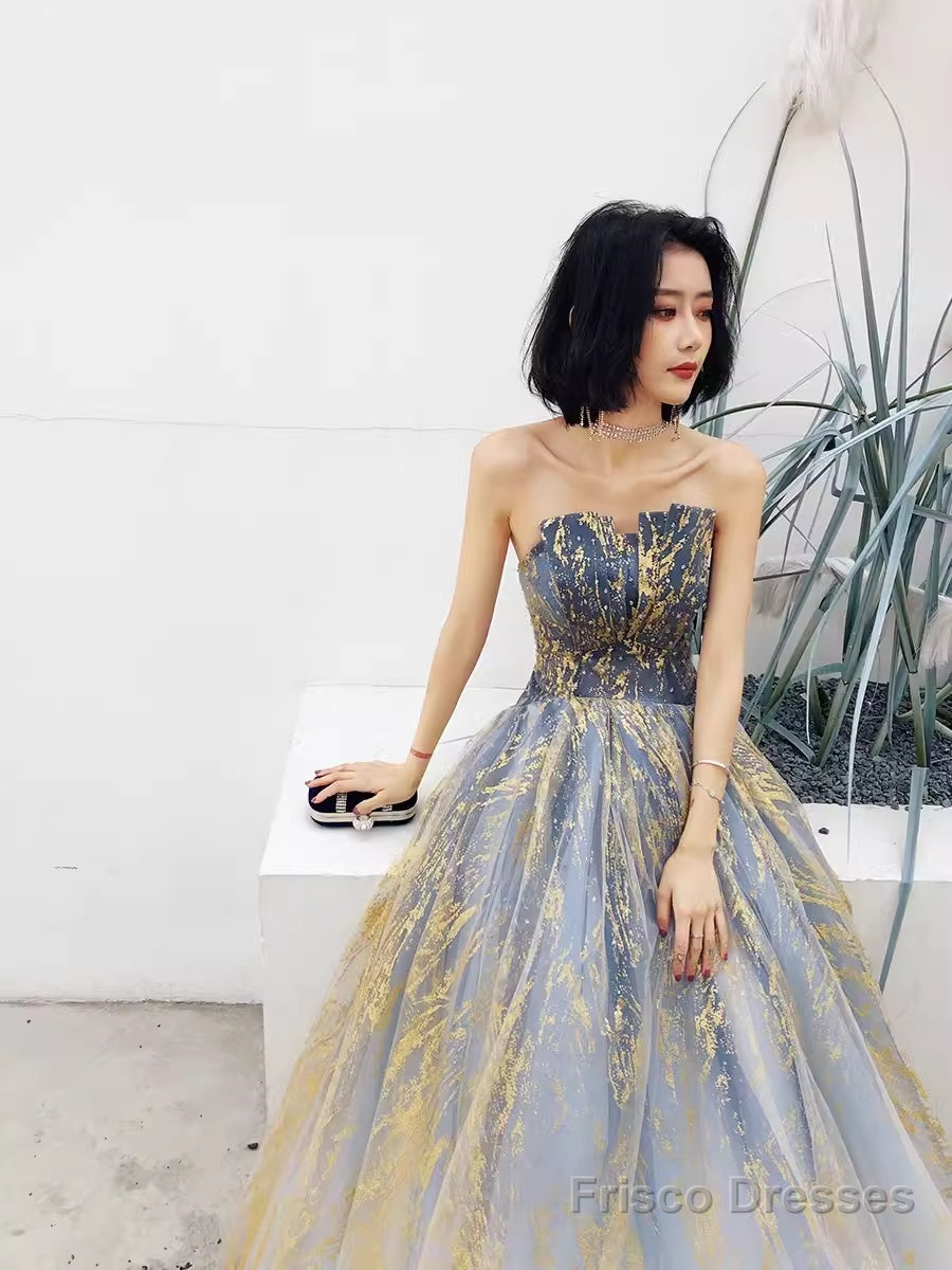 Ball Gown Strapless Sequin Prom Dresses Long Evening Dress
