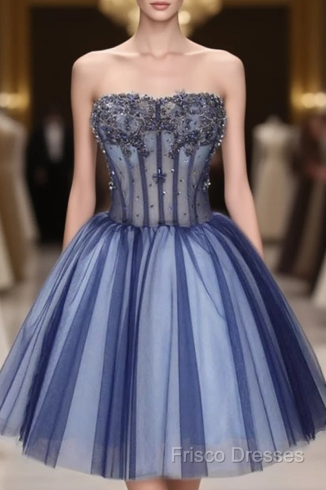 Ball Gown Strapless Short Tulle Homecoming Dress With Beading Main image
