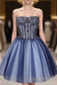 Ball Gown Strapless Short Tulle Homecoming Dress With Beading