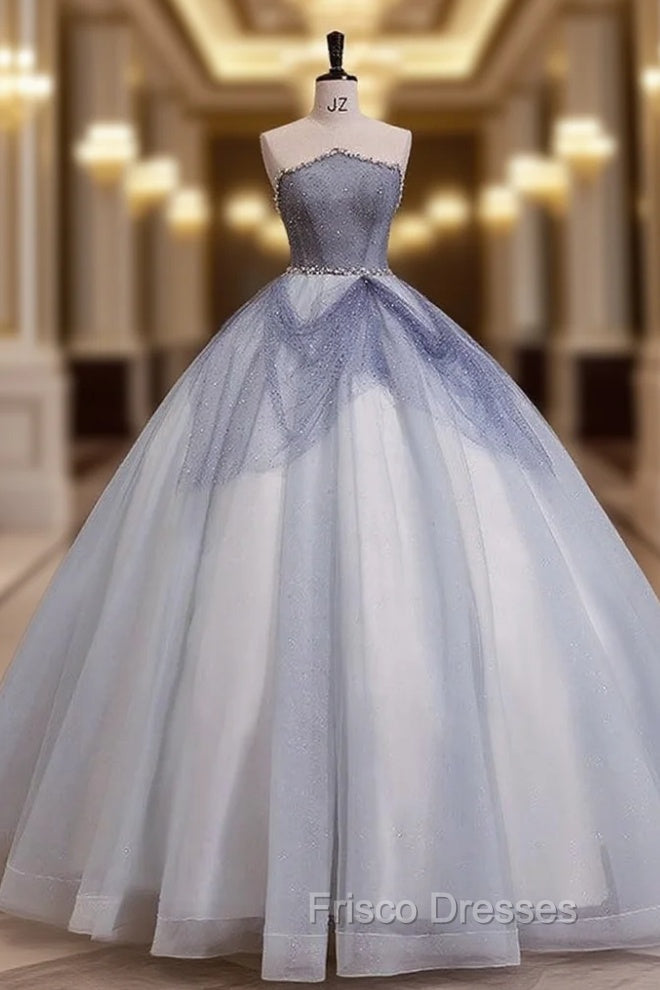 Ball Gown Strapless Tulle Pearls Quinceanera Dress Main image