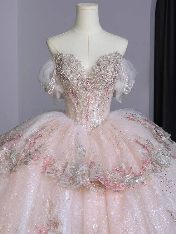Ball Gown Sweet 16 Dress Off The Shoulder Pink Sweet 16 Dresses Secondary image