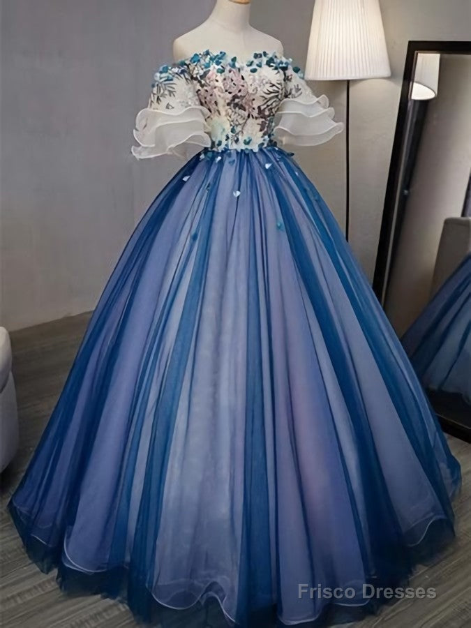 Ball Gown sweet 16 Party Long Prom Dress,Evening Dress,Charming Prom Dresses,Hand-Made Flower Prom Dress Secondary image