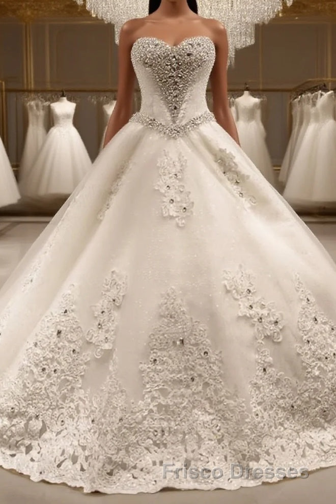 Ball Gown Sweetheart Cathedral Train Tulle Wedding Dress With Sequin Main image