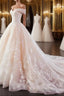 Ball Gown Sweetheart Court Train Lace Wedding Dress With Appliques Lace