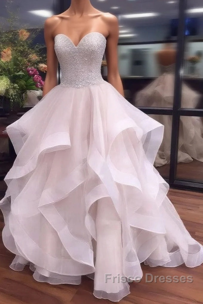 Ball Gown Sweetheart Organza Floor-length Beading Formal Prom Dress Main image
