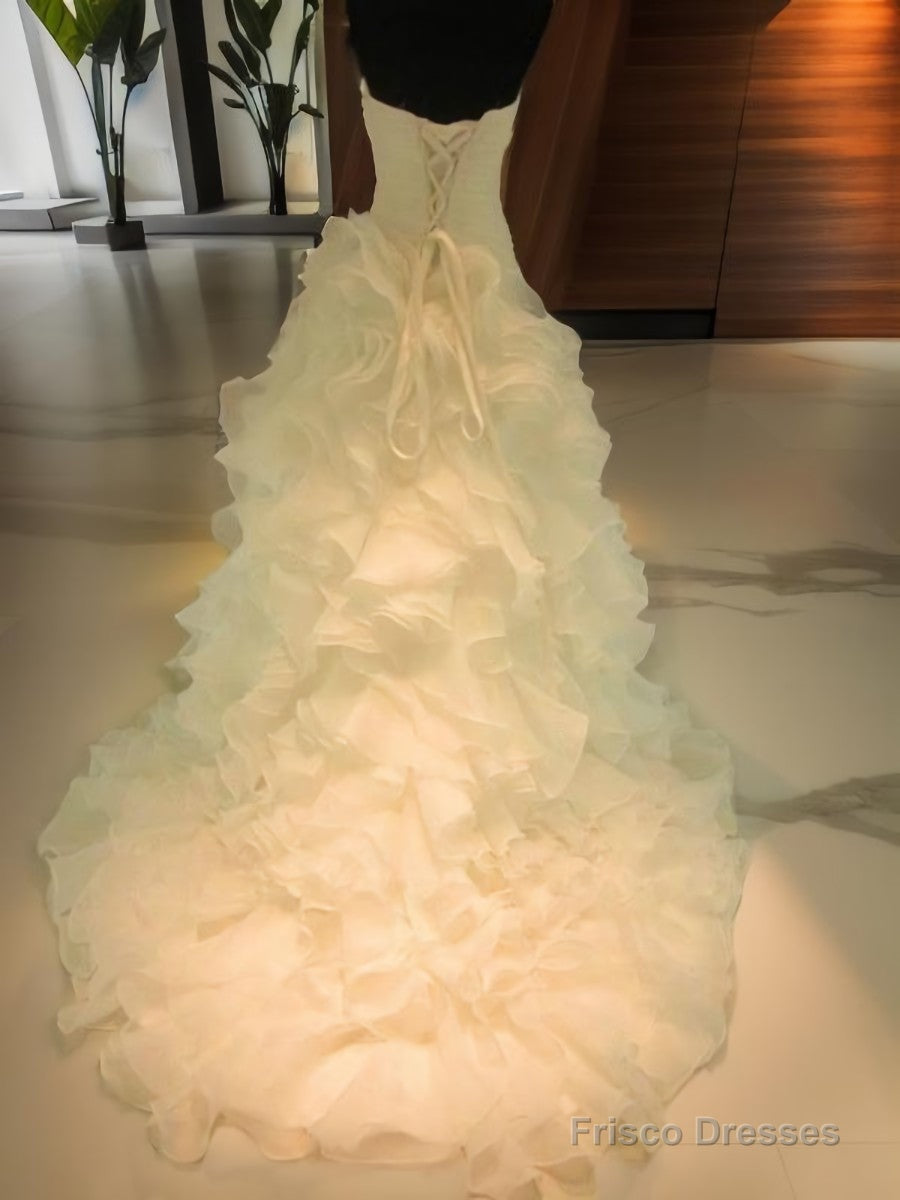 Ball-Gown Sweetheart Ruffles Court Train Organza Wedding Dress Secondary image