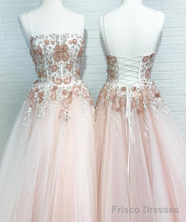 Ball Gown Tulle Long Prom Dresses With Appliques And Beading Secondary image