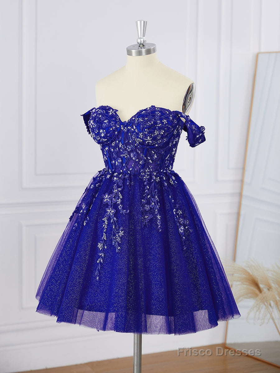 Ball-Gown Tulle Off-the-Shoulder Appliques Lace Corset Short/Mini Dress Secondary image