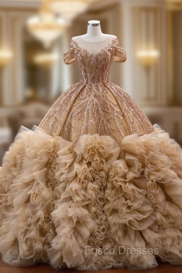 Ball Gown Tulle Sequins Beading Formal Prom Dress