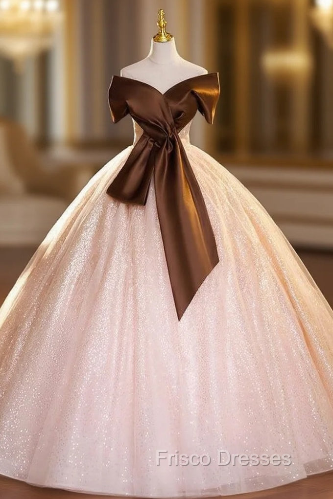 Ball Gown Tulle Sequins Off the Shoulder Quinceanera Dress Main image