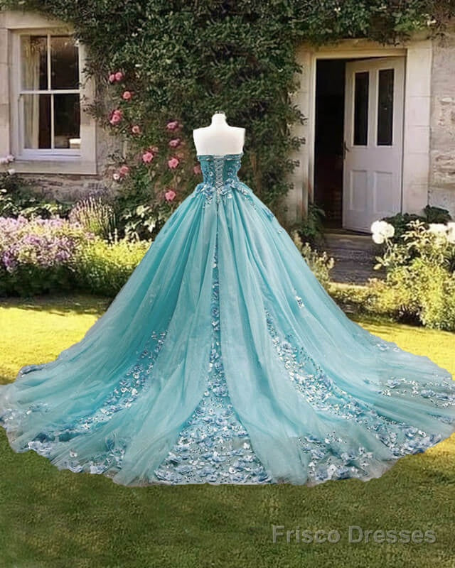 Ball Gown Tulle Strapless 3D Flowers Dress Secondary image