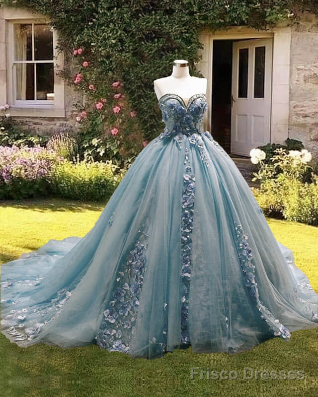 Ball Gown Tulle Strapless 3D Flowers Dress Main image