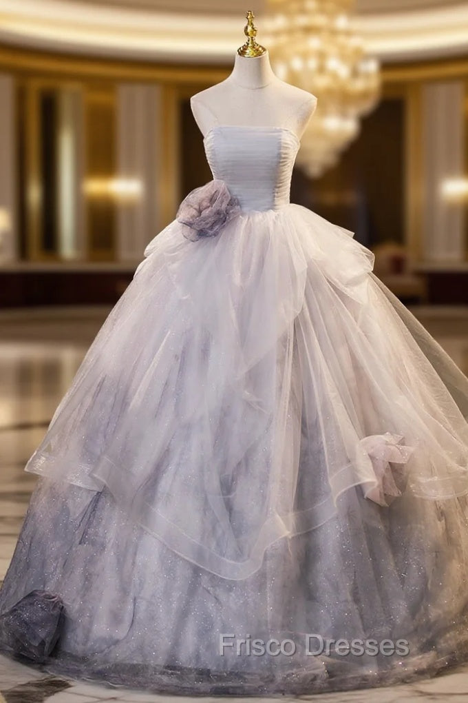 Ball Gown Tulle Strapless Flower Quinceanera Dress Main image