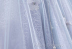 Ball-Gown Tulle Sweetheart Floor-Length Pearls Butterflies Quinceanera Dress with Appliqued
