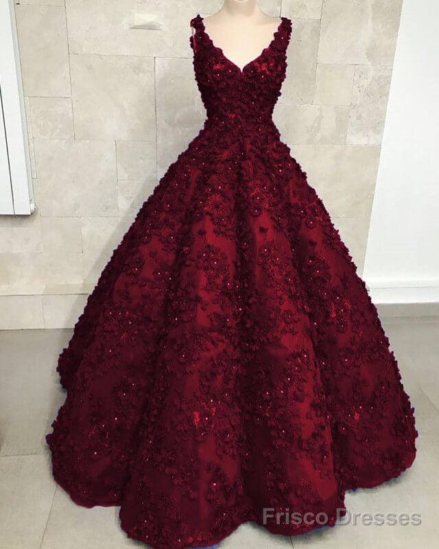 Ball Gown V Neck 3D Lace Dress Secondary image