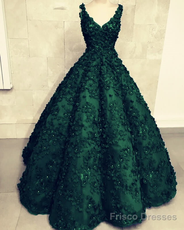 Ball Gown V Neck 3D Lace Dress Main image