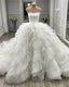 Ball Gown Wedding Dress Organza Rufffles Pearl Straps