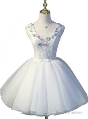 Ball Gown White Tulle Open Back homecoming Dresses