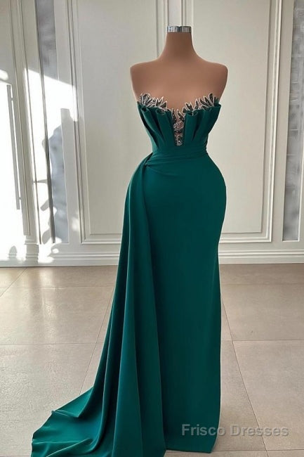 Ballbella Beautiful Dark Green Long Prom Dress Evening Gowns Strapless Mermaid Main image