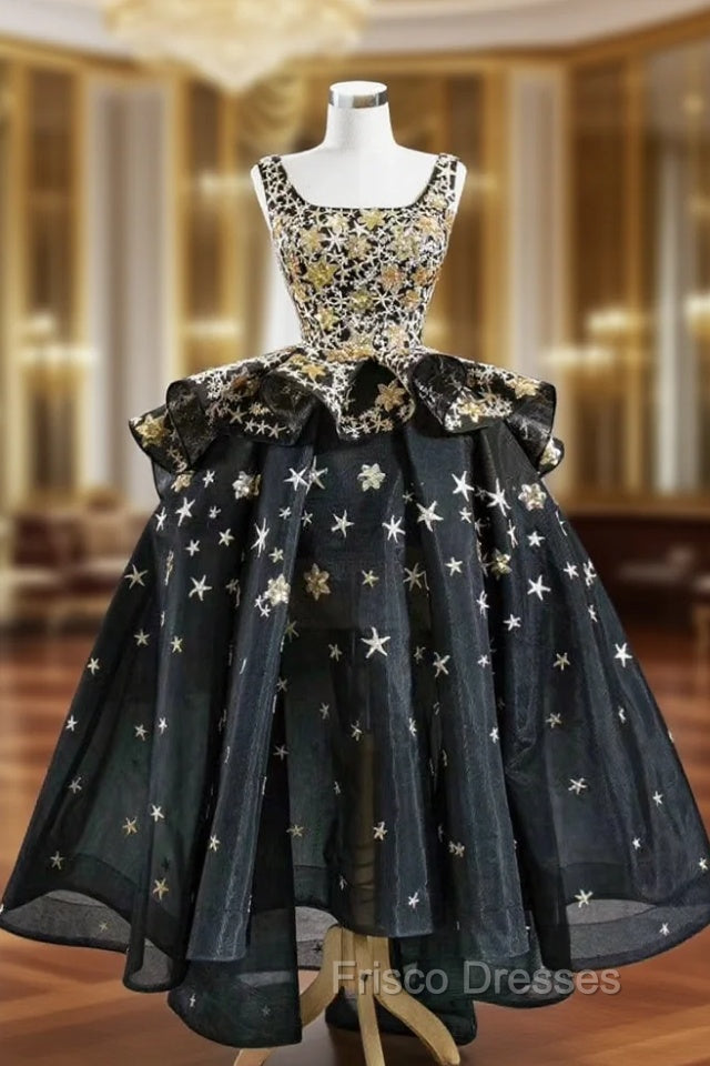 Be The Formal Prom Queen Black Ball Gown Tulle  Square Star Sequins Formal Prom Dress Main image