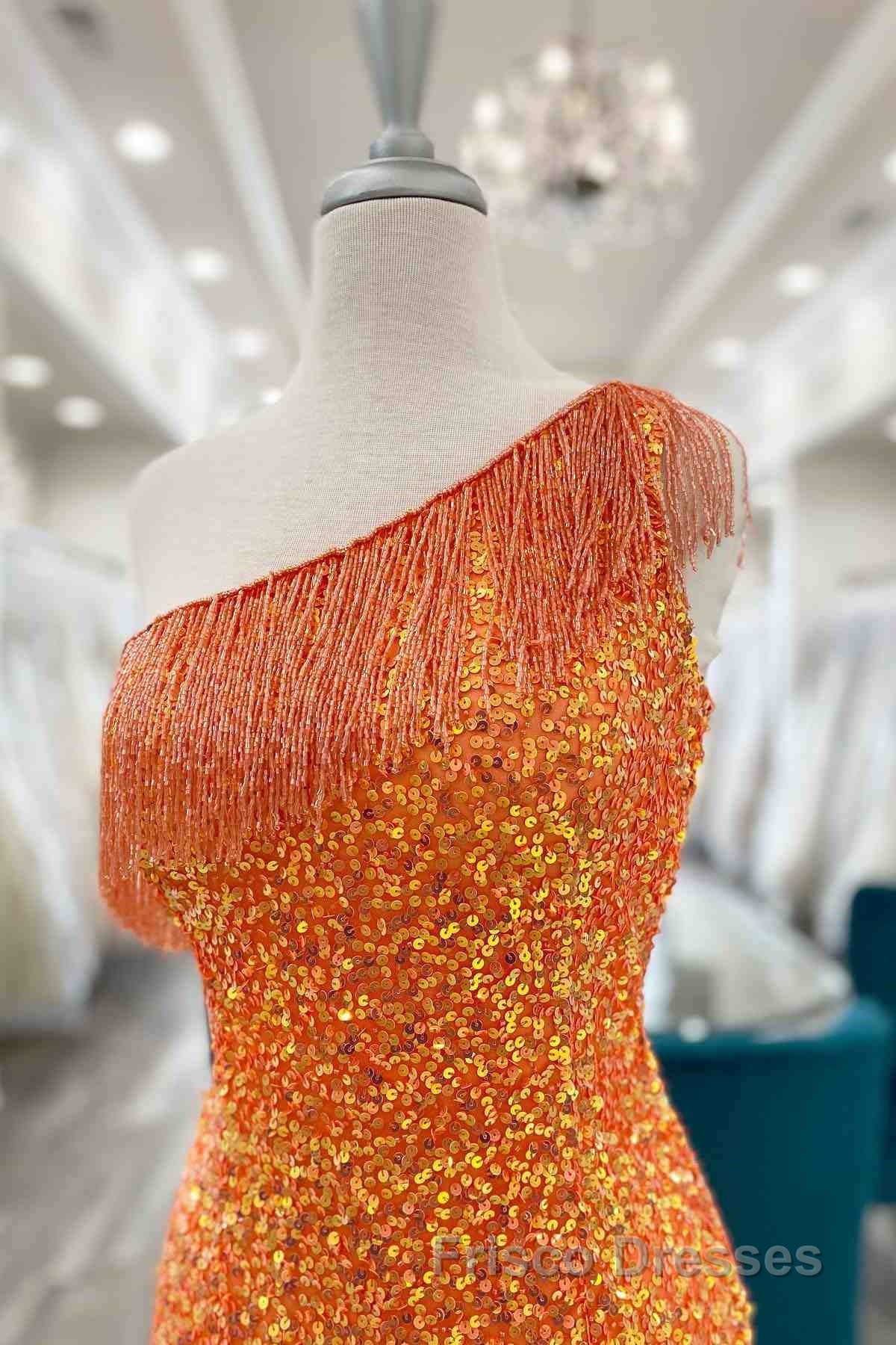 Beaded Fringe Orange Tight Short Homecoming Dress Cocktail Dress Wedding Secondary image