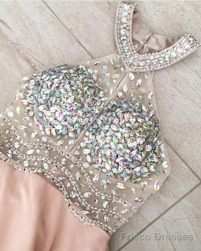 Beaded Halter Open Back Long Chiffon Prom Dresses Secondary image