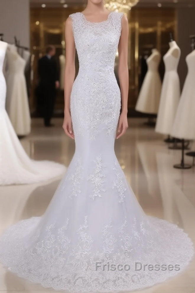 Beaded Lace Backless Mermaid  Wedding Dress Main image