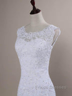 Beaded Lace Backless Mermaid  Wedding Dress