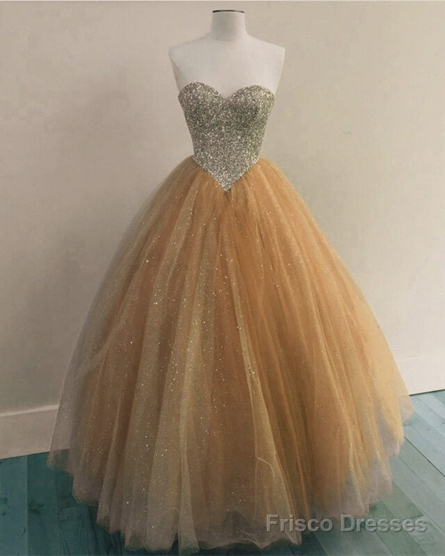 Beaded Sweetheart Champagne Ball Gown Corset Dresses Main image