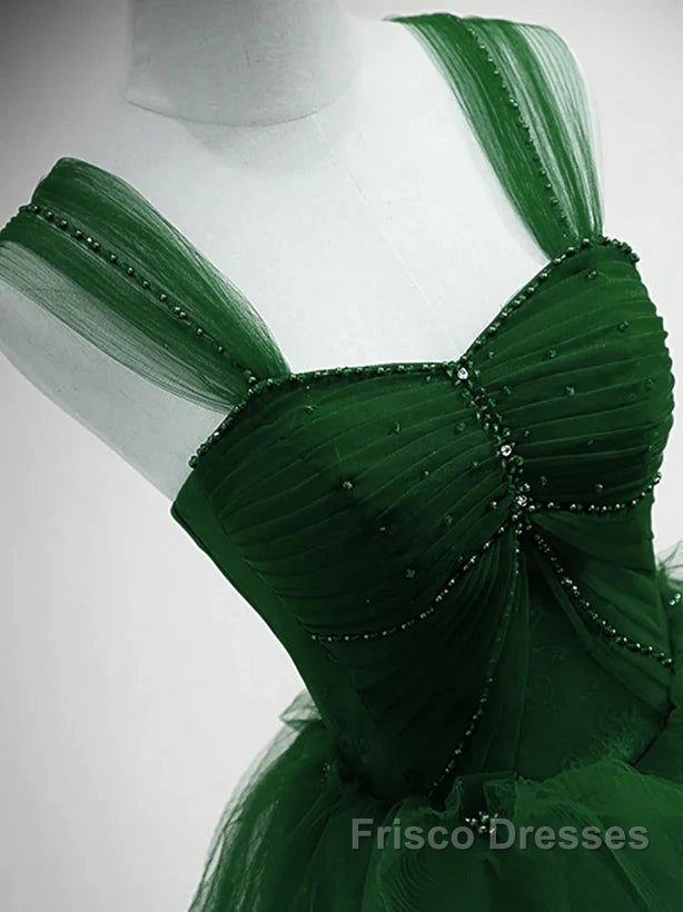 Beaded Tulle Off Shoulder Long Party Dress Tulle A-Line Formal Prom Dress Ball Gown Quinceanera Dress